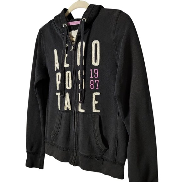 Aeropostale Womens Y2K 2000s Graphic Embroidered Full Zip Hooded Jacket Medium - Picture 2 of 11